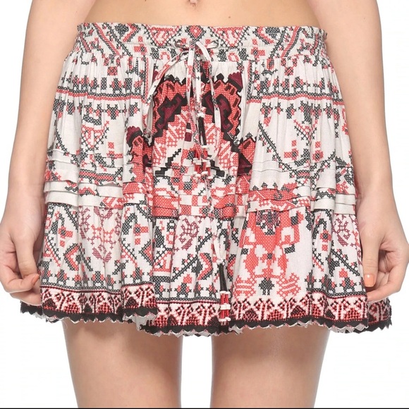 Rococo Sand Bedeck Mini Skirt In Red Black White Print XS - Picture 3 of 13